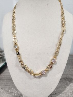 Gold-Tone Crystal Station Link Necklace- Alexa Rae
